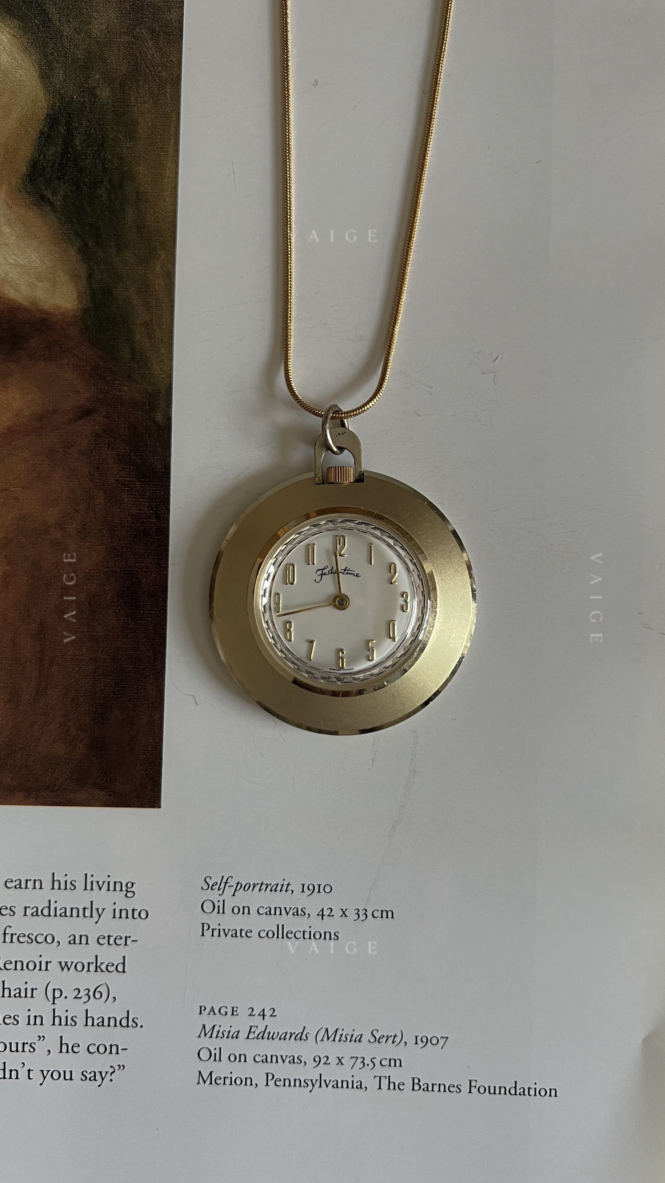 Gold pocket watch necklace